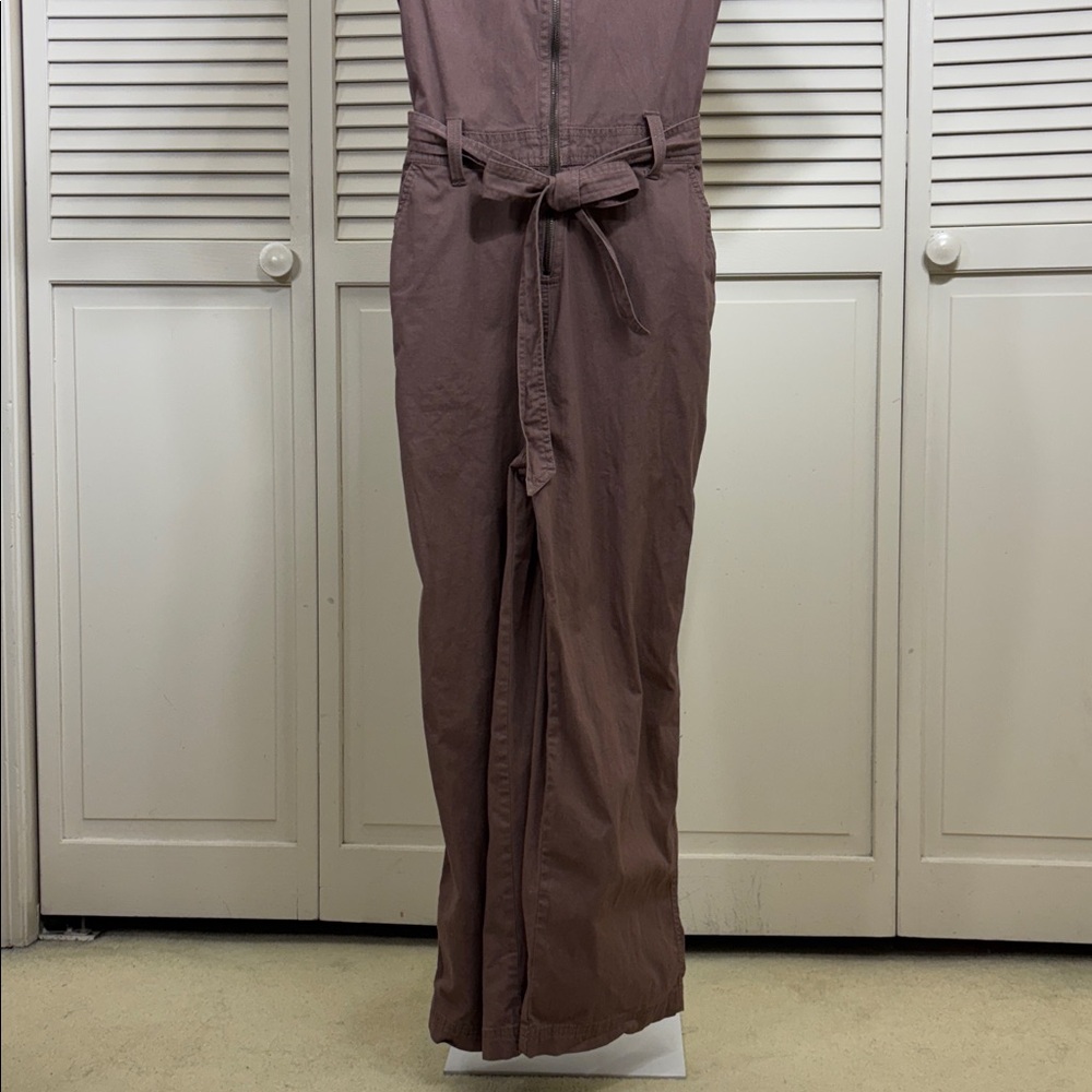 Pact Mocha Brown Boulevard Brushed Twill Zip Front Jumpsuit Medium - Picture 7 of 15